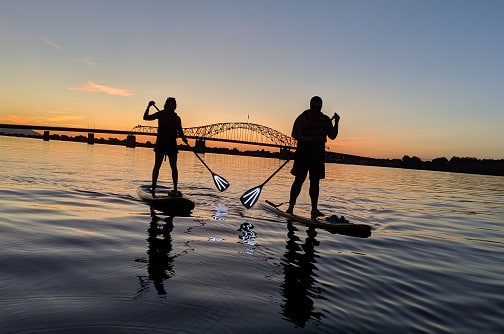 night time paddle board